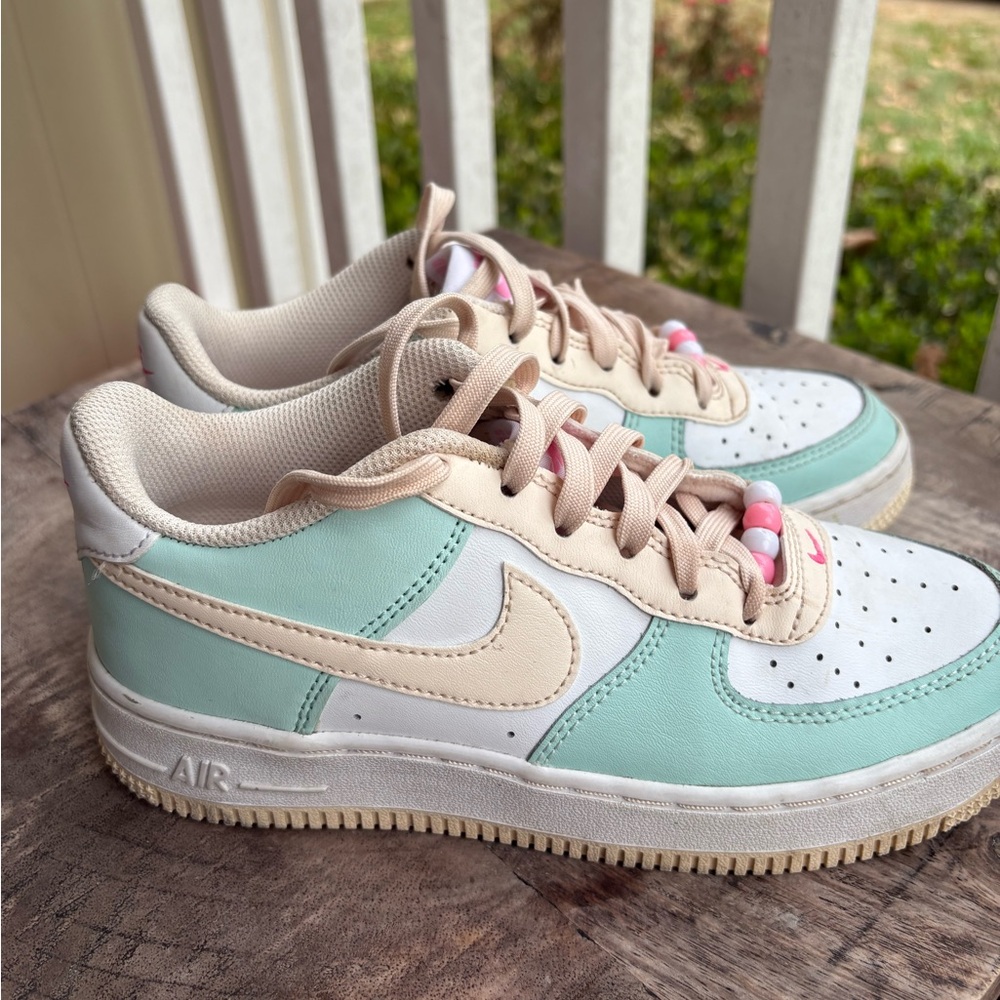 Nike Air Force 1 Low in Mint Green and Cream